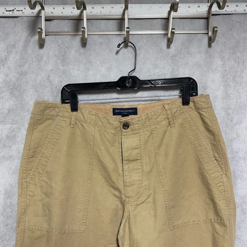 Banana Republic Pants Men 36X32 Beig Linen Cotton Button Fly Baggy Hybrid Casual